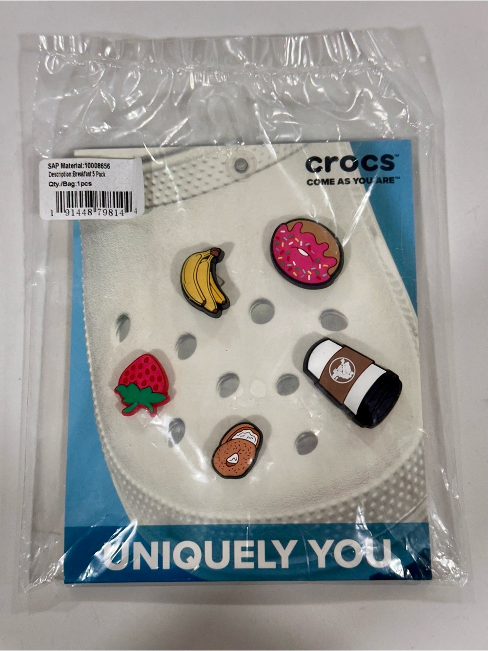 Crocs Kids White Shoe Charms - Fun Fruit & Snack Jibbitz Set